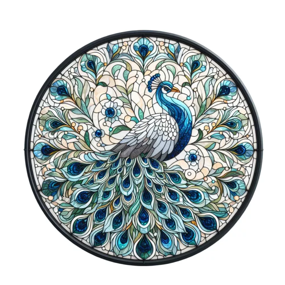 Stained Glass Peacocks Fabric Panel 4