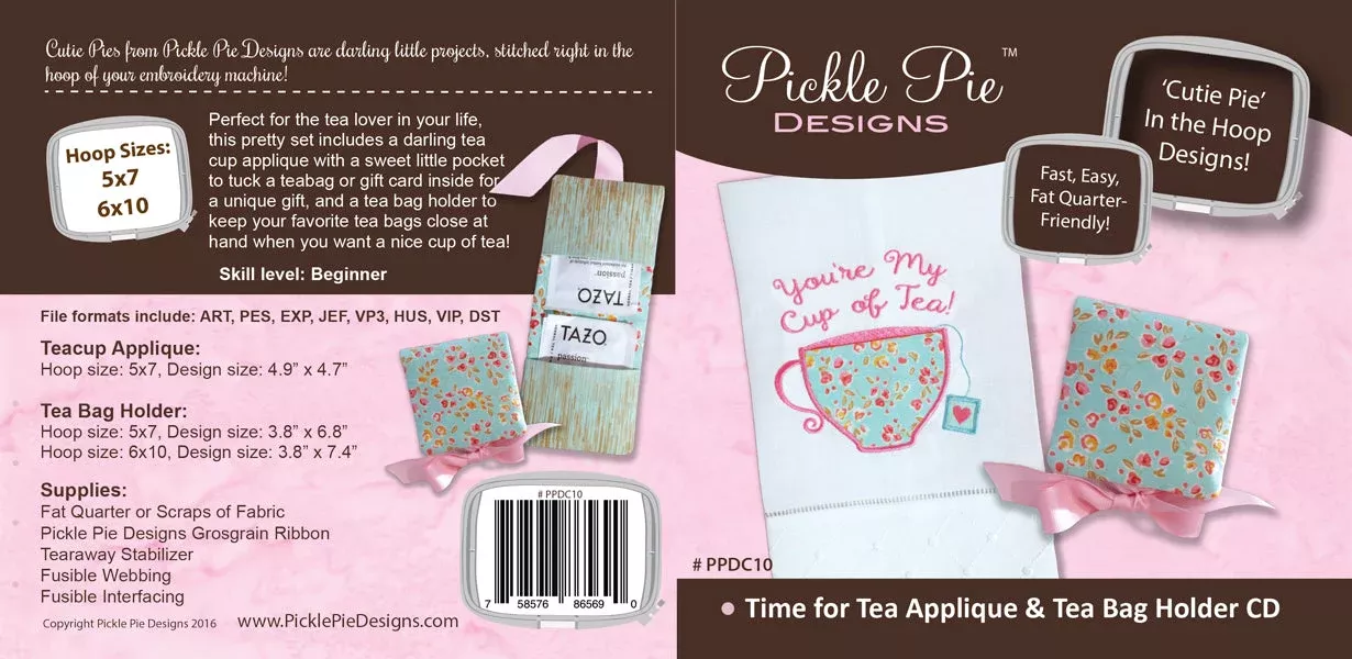 Time for Tea Embroidery In the Hoop Embroidery Design Collection