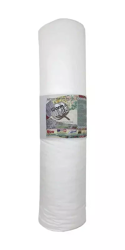 Warm & White 45" x 40 YD Cotton Batting - White Cotton Quilt Batting