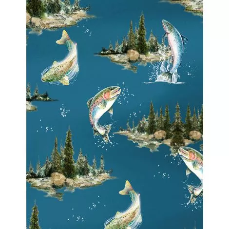 WL Lake Scenic with Fish Blue - Reeled In