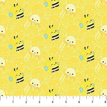 Yellow Bee Squishmallows Cotton 44"/45" Fabric Per Yard
