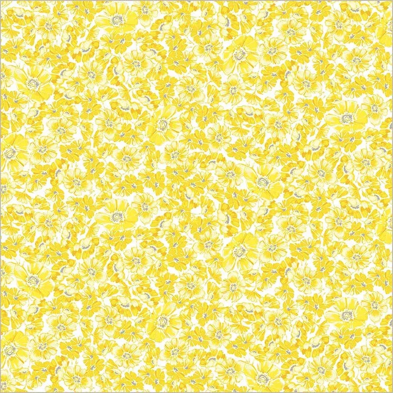 Yellow Verona Allegra Blooms Cotton 44”/45” Fabric Per Yard