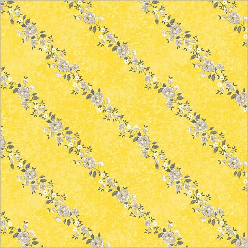 Yellow Verona Verita Vine Cotton 44”/45” Fabric Per Yard