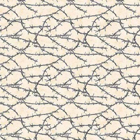 Yippie Ki Yay! Barbed Wire Beige Cotton 44"/45" Fabric Per Yard