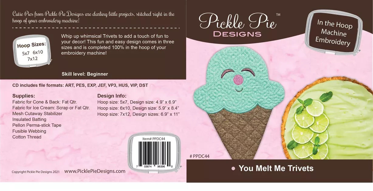 You Melt Me Trivets In the Hoop Embroidery Design Collection
